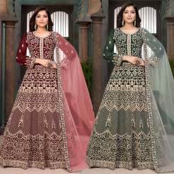 Abaya Style Embroidered Bridal Anarkali Groun